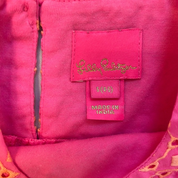 Lilly Pulitzer girls dress size small pink dress with orange eyelet detail. - Picture 7 of 11